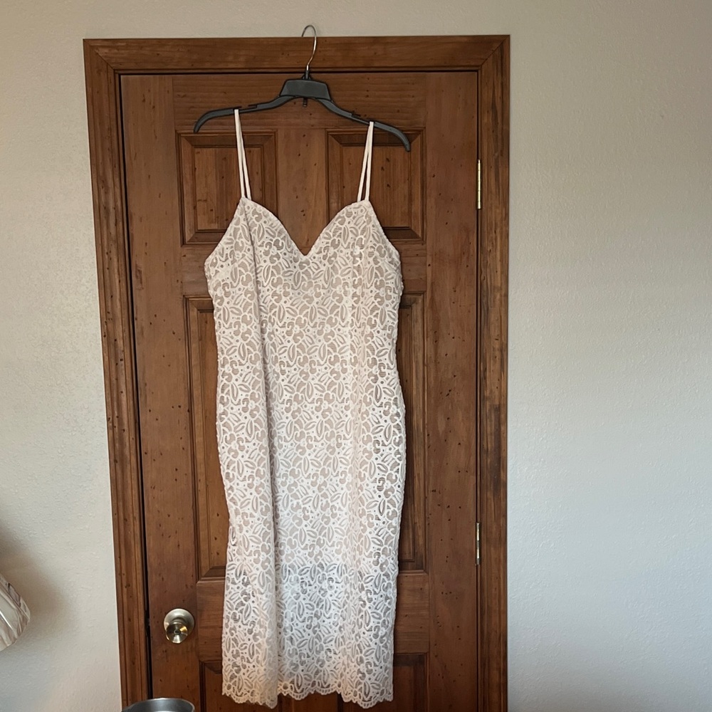 Boohoo Cream Lace Midi Dress